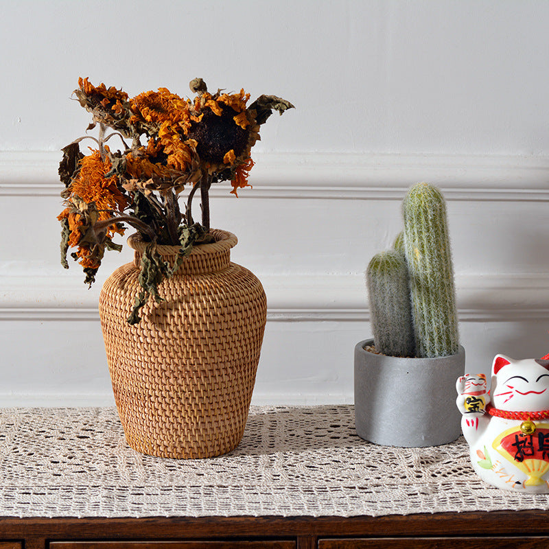 Woven Rattan Floral Vases: Creative Tabletop Decor