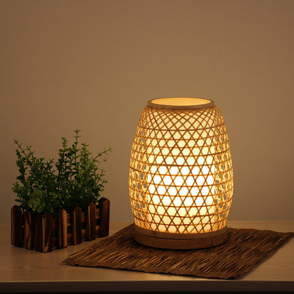 Table Lamp Bedroom Bedside Night Light Simple Handmade Bamboo Lamp