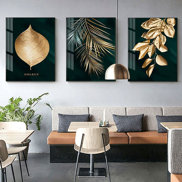 Gold leaf canvas wall painting